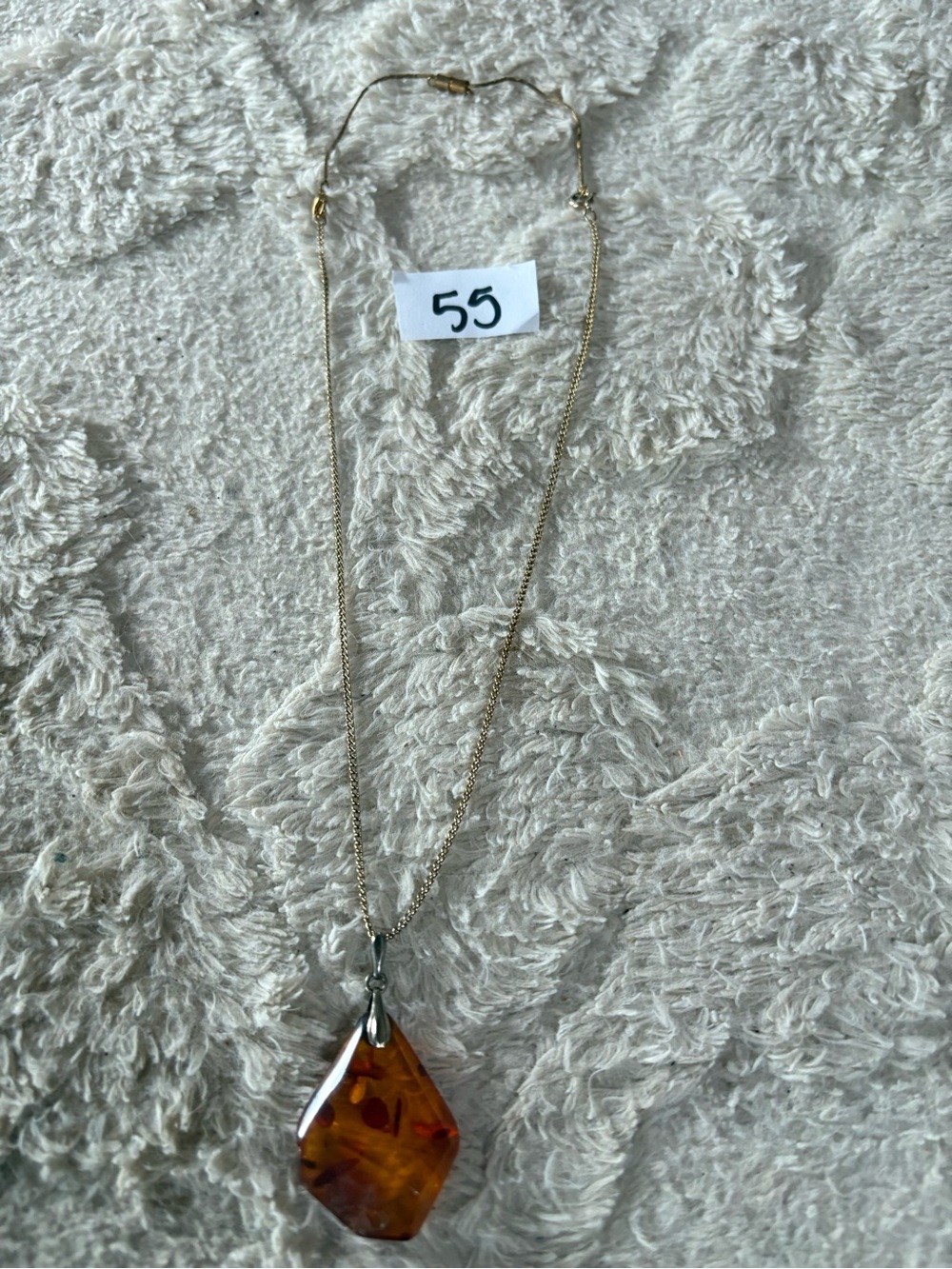 Gold Chain Necklace with Amber Pendant